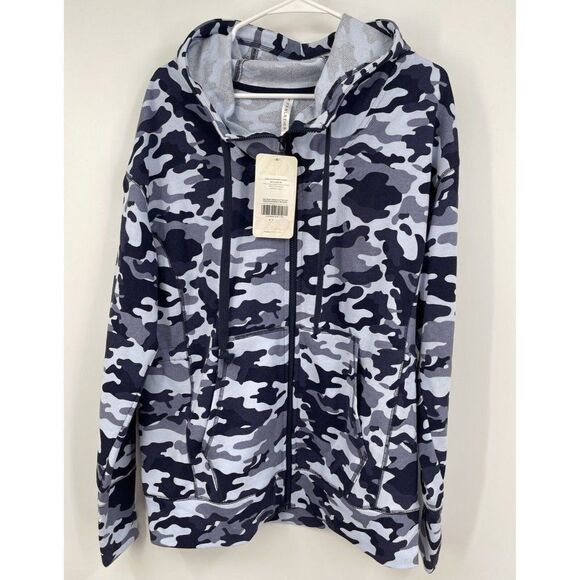 Fabletics Leah Jacket Small Blue Camo Oversized Full Zip S - Picture 1 of 6
